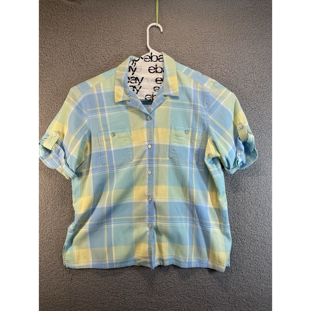 Koret City Blues Men's Short Sleeve Collared Button Up Shirt, Multi Plaid, XL